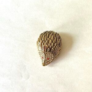 Vintage darling Gold and Rhinestone Hedgehog Brooch